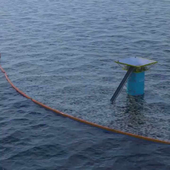 This floating screen uses ocean currents to capture floating plastic. https://chdr.tv/ca6ec #