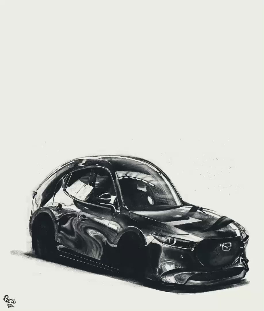 We kept staring at the @MazdaUSA Mazda3 at last year's #LAAutoShow, and it still looks incredible - even as a cartoon!