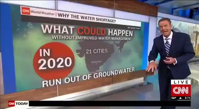 If #water management will not be done in proper manner.
- 21 cities in #India will run out of groundwater in 2020.
- 40% of population will have no access to water by 2030.
Alarming report by #CNN.