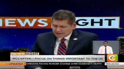 #US Ambassador to Kenya Kyle McCarter has disclosed that Washington is arbitrating for an out of court settlement in the maritime dispute between #Nairobi and #Mogadishu . " I believe #Kenya and #Somalia can live together as good brothers" he said on Kenya's @citizentv