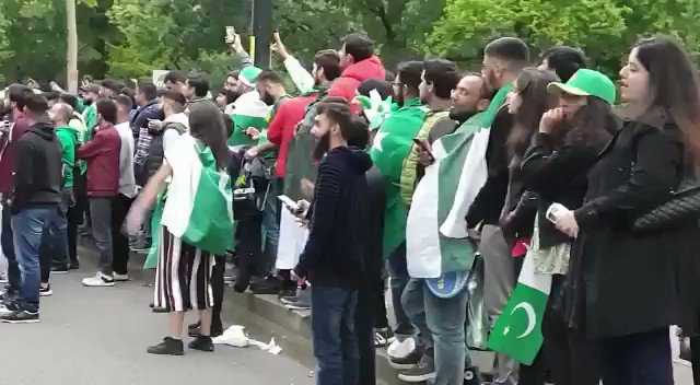 The party continued - Pakistan fans waiting to see their heroes after the match #NZvPAK