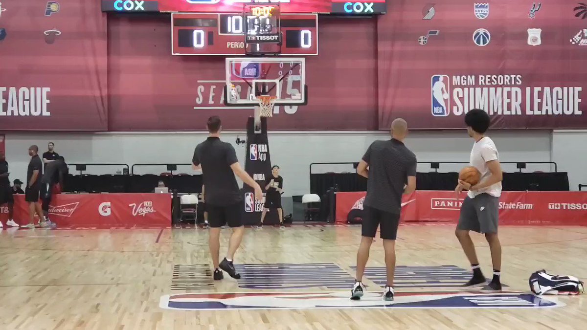 Brooklyn Nets Center @_bigjayy_ pulls up from half court for fun! ๐
