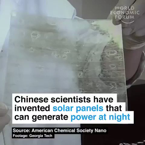 Chinese scientists have invented #solar panels that can generate power at night.
We have solutions to the #climate crisis, let's implement them.
#ActOnClimate #Energy #cdnpoli #ClimateStrike #GreenNewDeal #PanelsNotPipelines