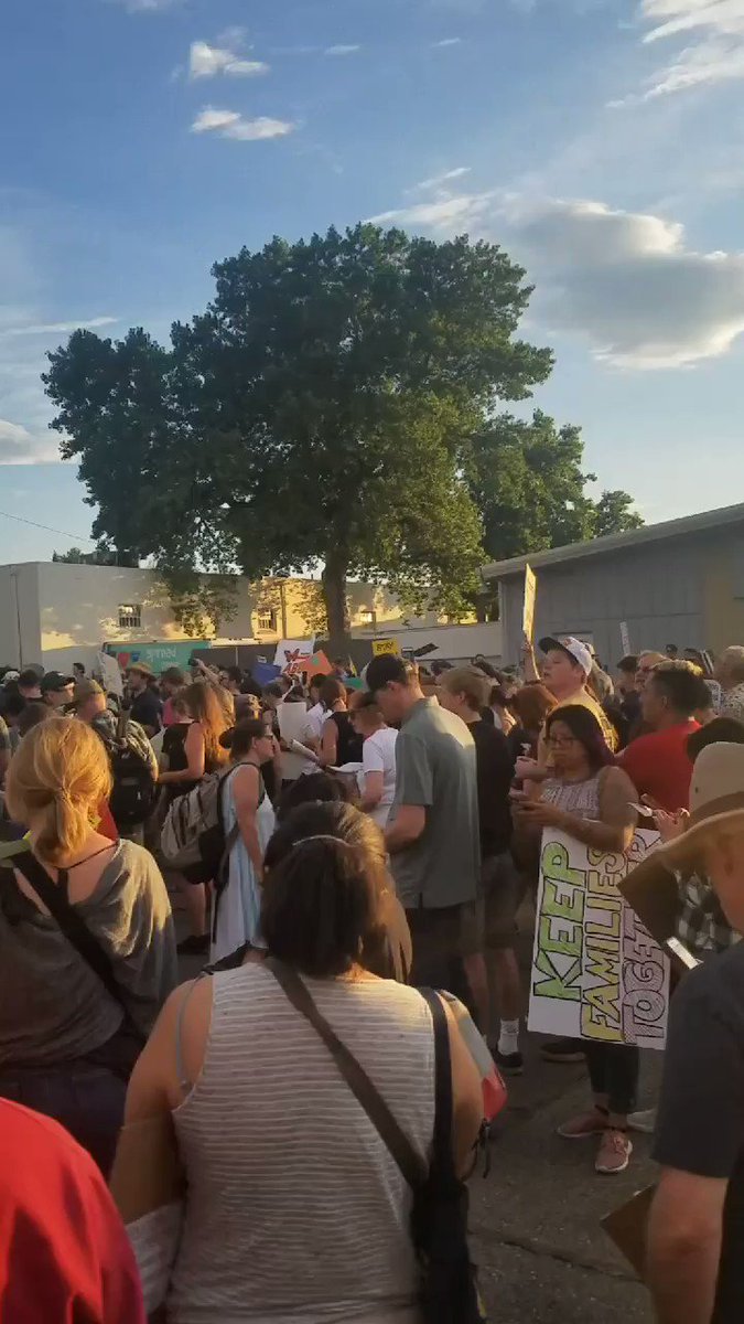 At least 500 people here to protest at the ICE detention center just outside Denver. #AbolishICE #CloseTheCamps