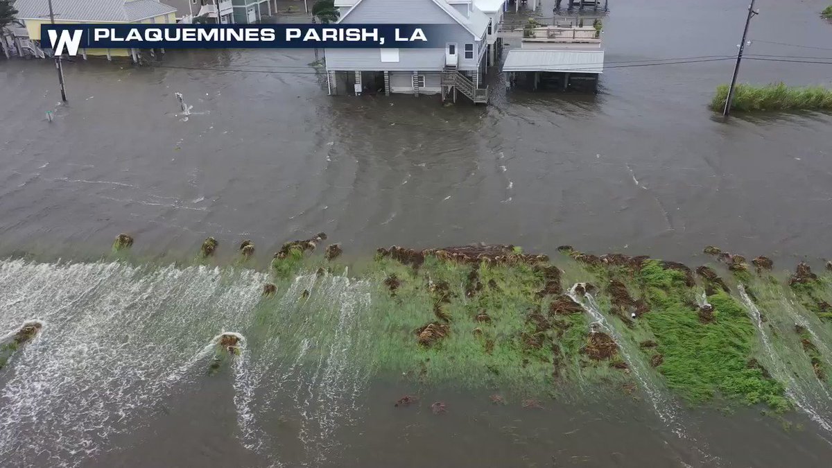 Storm surge proves to be too much for a levee in Plaquemines Parish, LA. Field Correspondent Brandon Clement is tracking the water LIVE on @WeatherNation #Barry