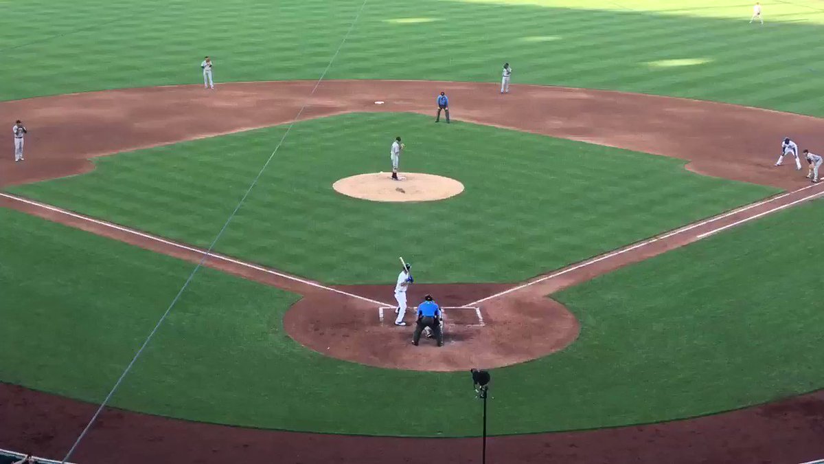 View from the booth. First hit and RBI from Bubba Starling.
