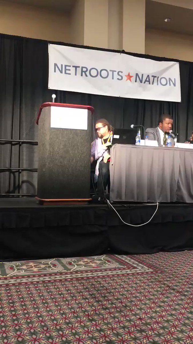 And this is when the panel was interrupted by a white male #NN19 staffer who wanted to remove @nealcarter from the stage because they needed the single lift they had in the building for another event.