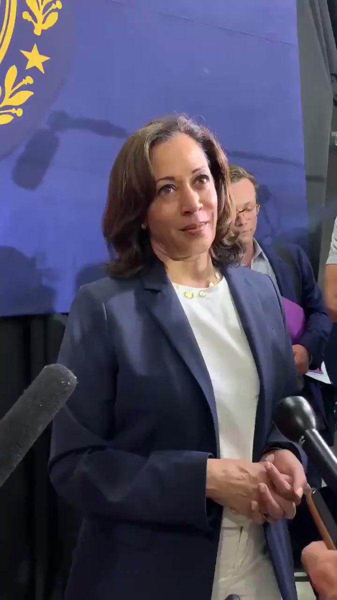 Sen. Harris on President Trump’s tweets: “It is absolutely racist and un-American. And it is an old trope -- go back to where you came from -- that, you know, you might hear it on the street but you should never hear that from the president of the United States.”