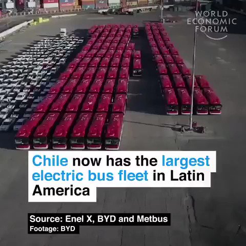 #ArchitectingTheFuture
#Chile now has the largest electric bus fleet in Latin America. Going electric to address air pollution and combat climate change.
We all deserve clean air.
#Climate #energy #EV #tech #SDGs #Sustainability
🎥
cc: @GTenten @domhalps