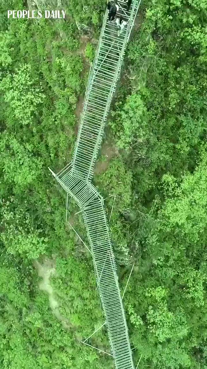 Ladder to heaven! 2556 steps ladder along the cliff built for transportation in Liangshan, SW China's Sichuan Province