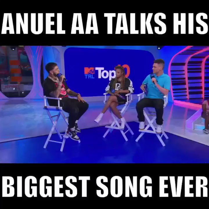 Last week on #TRL @Anuel_2bleA told me about #China and how the smash got its title...gotta love the honest response! @MTV #AnuelAA #JBalvin #KarolG #Ozuna #DaddyYankee