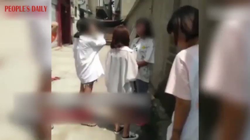 People's Daily, China - A girl was SLAPPED more than 200 times, violently kicked and hit in Guoyang County, E China's Anhui Province, July 25. The police have built a criminal case and brought in suspects. 