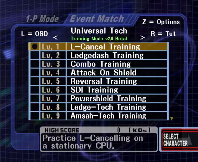 UnclePunch on Twitter: &quot;Some lesser additions and changes in Training Mode v2.0: Added a new menu to the Event Selection Screen. Pressing Z will display the menu.… https://t.co/sCbZBi1gdQ&quot;