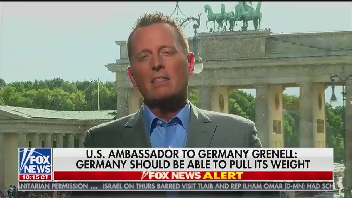 U.S. Ambassador to Germany Ric Grenell rips Germany: “What's particularly troubling for many Americans and for Trump is to see that the Germans are spending less on their obligations in NATO while at the same time feeding the beast of Russia with this Nord Stream 2 pipeline” https://t.co/5dEu7AdJTs