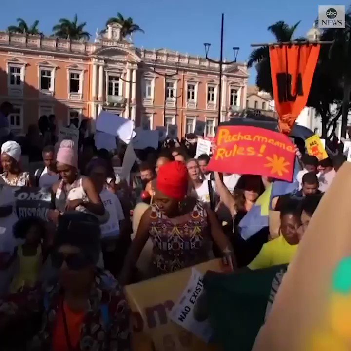 Hundreds of demonstrators took to the streets as record number of fires burn in Brazil's Amazon rainforest. https://abcn.ws/31UNC8M