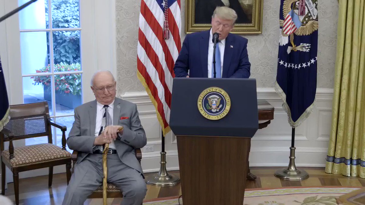 "You're one of the all-time greats in the history of sports," President @realDonaldTrump told basketball legend Bob Cousy in the Oval Office.
"Today, America honors and celebrates everything that you have achieved."