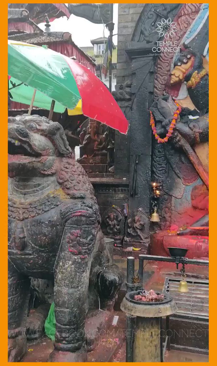 #KalaBhairava (The God of Time) Darshan @ Hanuman Dokha, Durbar Square of #KathmanduThis temple is a part of World Heritage Sites #UNESCO. Bhairava is aggressive form of #Shiva. As per scriptures, there are 64 forms of Bhairava#TempleConnect #Nepal #कालभैरव #MahadevTwitter