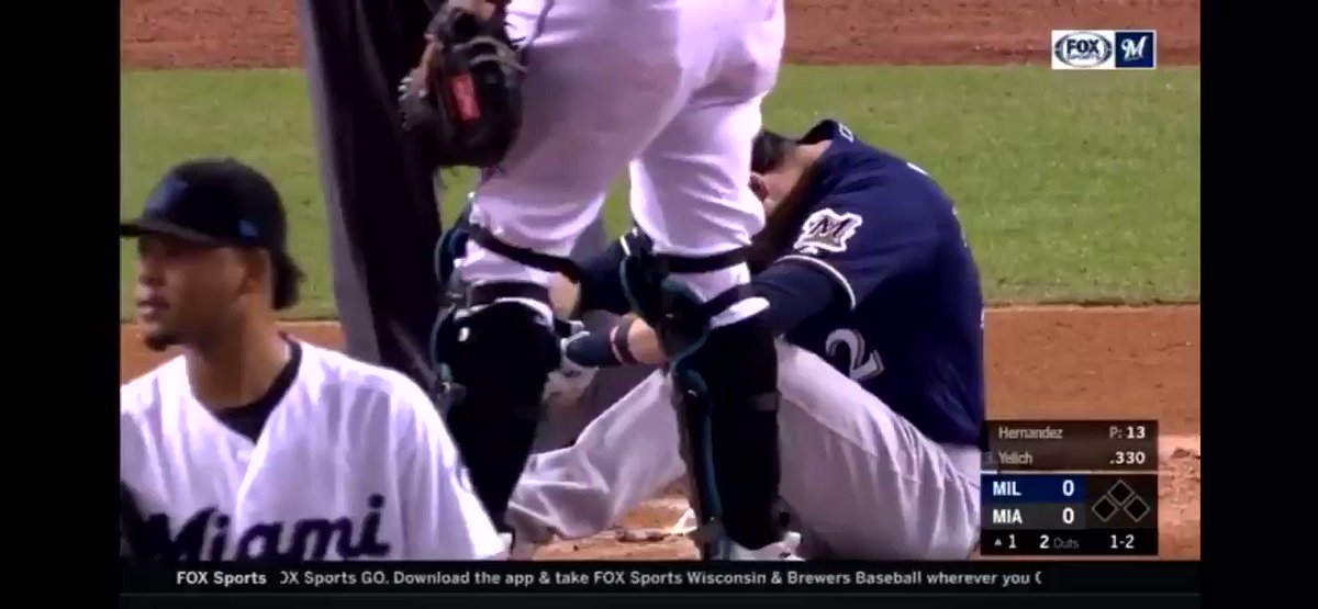 REPORT: The #Brewers lose Christian Yelich for the rest of the season after fracturing his right knee cap. That honestly hurt to watch....