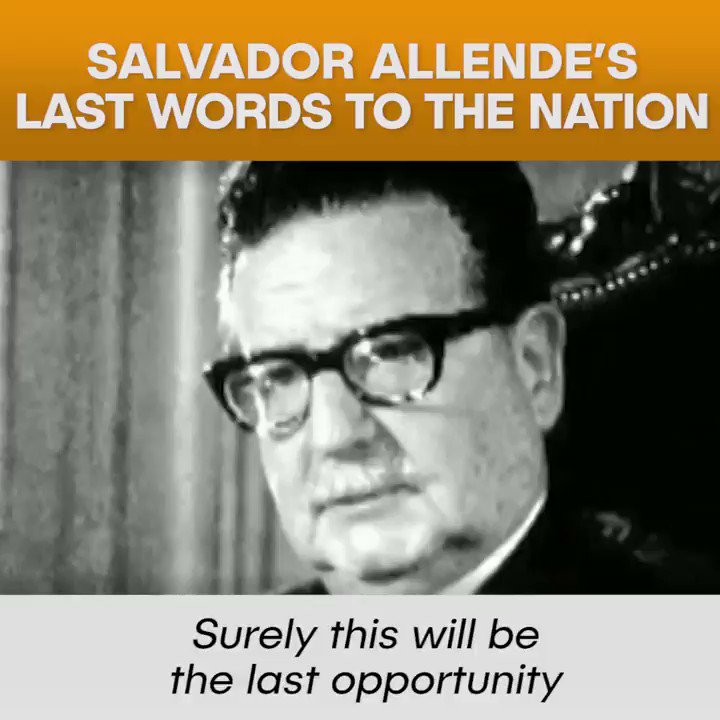 "History is ours, and people make history."Salvador AllendeChile - 1973#OnThisDay #SalvadorAllende #AllendeVive #Chile