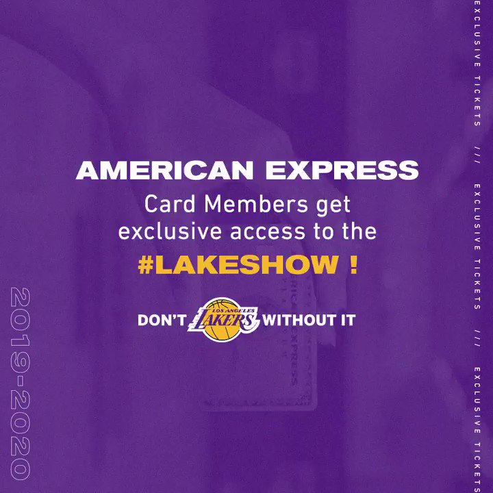 .@AmericanExpress Card Members β donβt miss your chance to come see the #LakeShow. Card Members get access to exclusive single game tickets to some of the biggest games this season: http://bit.ly/2kItt63Β