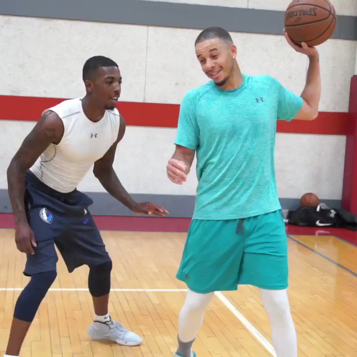 Dallas Mavericks Seth Curry ( @sdotcurry ) and Delon Wright ( @delonwright ) 1 on 1 with @ChrisJHoops @dallasmavs