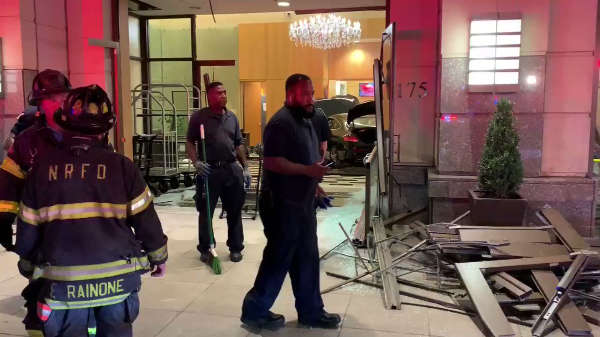 Tony Aiello (@AielloTV) on Twitter photo 2019-09-18 02:06:44 Workers at Trump Plaza New Rochelle say after car plowed into lobby, make driver got out and took a seat on a sofa. Said nothing. Several injuries but none are life threatening. Workers at Trump Plaza New Rochelle say after car plowed into lobby, make driver got out and took a seat on a sofa. Said nothing. Several injuries but none are life threatening.