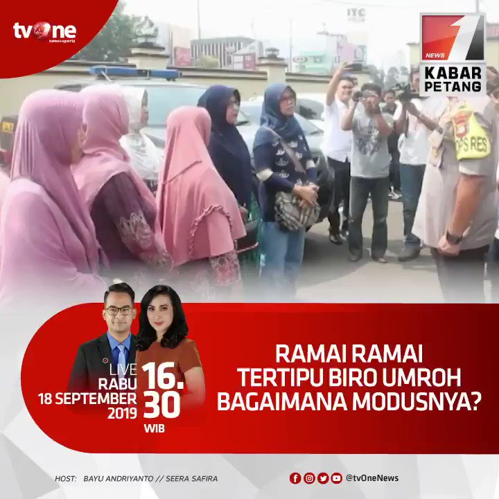 Ramai ramai tertipu biro umroh, bagaimana modusnya? Saksikan Kabar Petang jam 16.30 WIB di tvOne & streaming tvOne connect, android http://bit.ly/2EMxVdm & ios http://apple.co/2CPK6U3 #KabarPetangtvOne