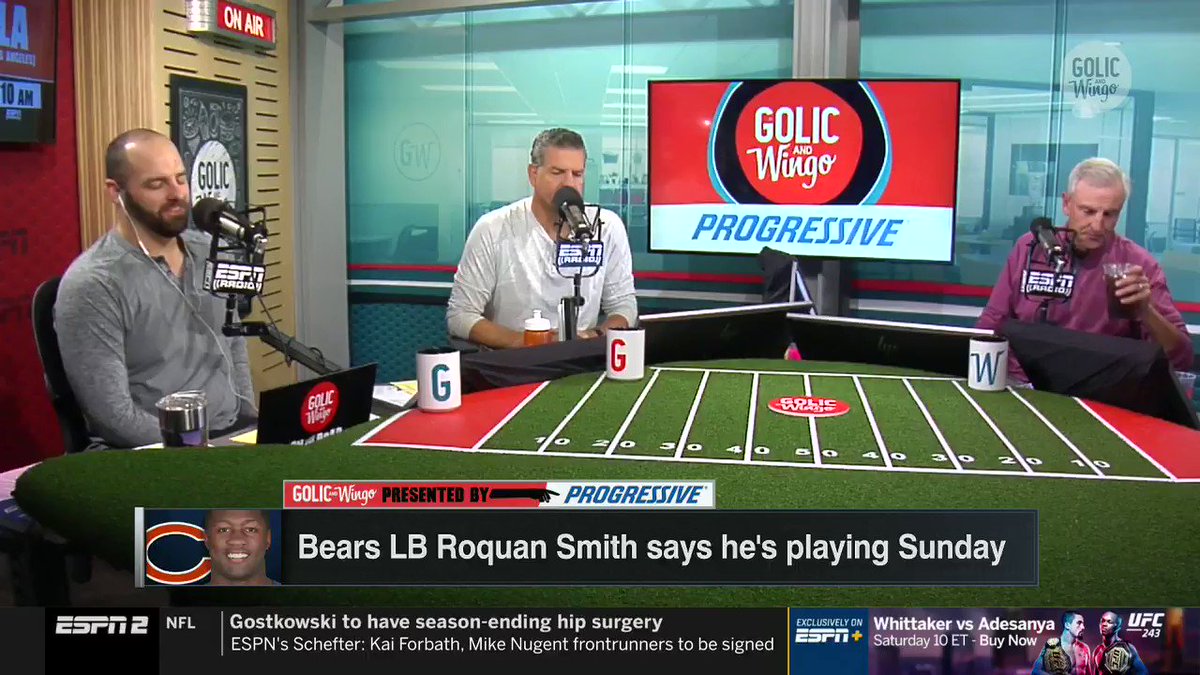 Golic and Wingo (@GolicAndWingo) on Twitter photo 2019-10-03 11:10:15 “You pay to watch a game for the players who are on the field. That’s what you pay for and that’s it.” -@espngolic on fans and media believing they have a right to know what Roquan Smith’s personal issues are. “You pay to watch a game for the players who are on the field. That’s what you pay for and that’s it.” -@espngolic on fans and media believing they have a right to know what Roquan Smith’s personal issues are.