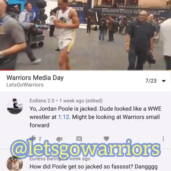 Two wks ago, YouTube commenters asked me a quesrion. Today, I delivered: Yes, Jordan Poole has gained muscle mass. He’s now 205 lbs, was 185 lbs at the start of #NBASummerLeague.
FULL (EXCELLENT) Q&A 📺 (7:40) 👇https://youtu.be/4Ei6ZPQrxf0 – at Chase Center