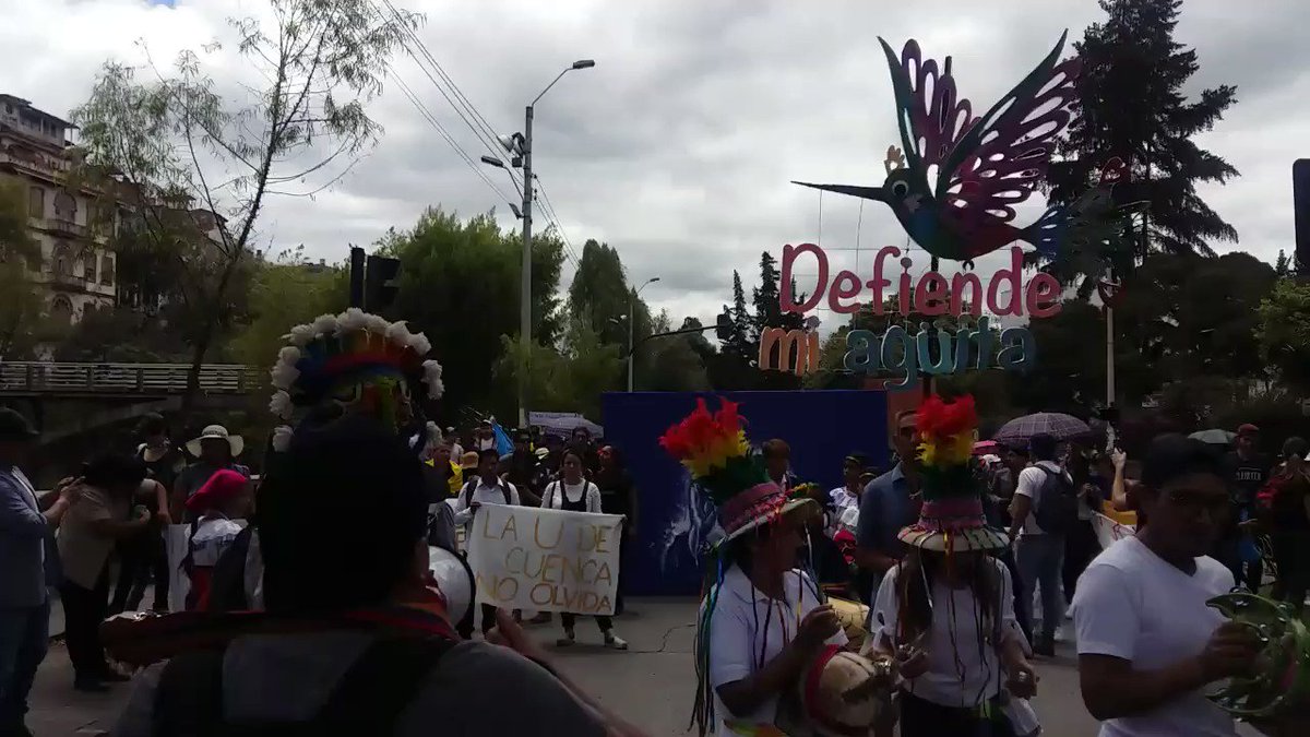 #ATENCIONAhora #MarchaDeColores y #marchaestudiantil se desarrolla pacíficamente en #Cuenca luego de 12 días de #ParoNacionaleEC.