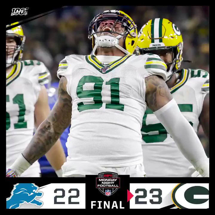 NFL (@NFL) on Twitter photo 2019-10-15 03:29:47 FINAL: @crosbykicks2 secures the win for the @packers on #MNF! #DETvsGB #GoPackGo (by @Lexus) FINAL: @crosbykicks2 secures the win for the @packers on #MNF! #DETvsGB #GoPackGo (by @Lexus)