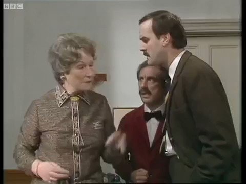 Happy Birthday John Cleese. 80 today.
Seen here with the superb Joan Sanderson as Mrs Richards. 