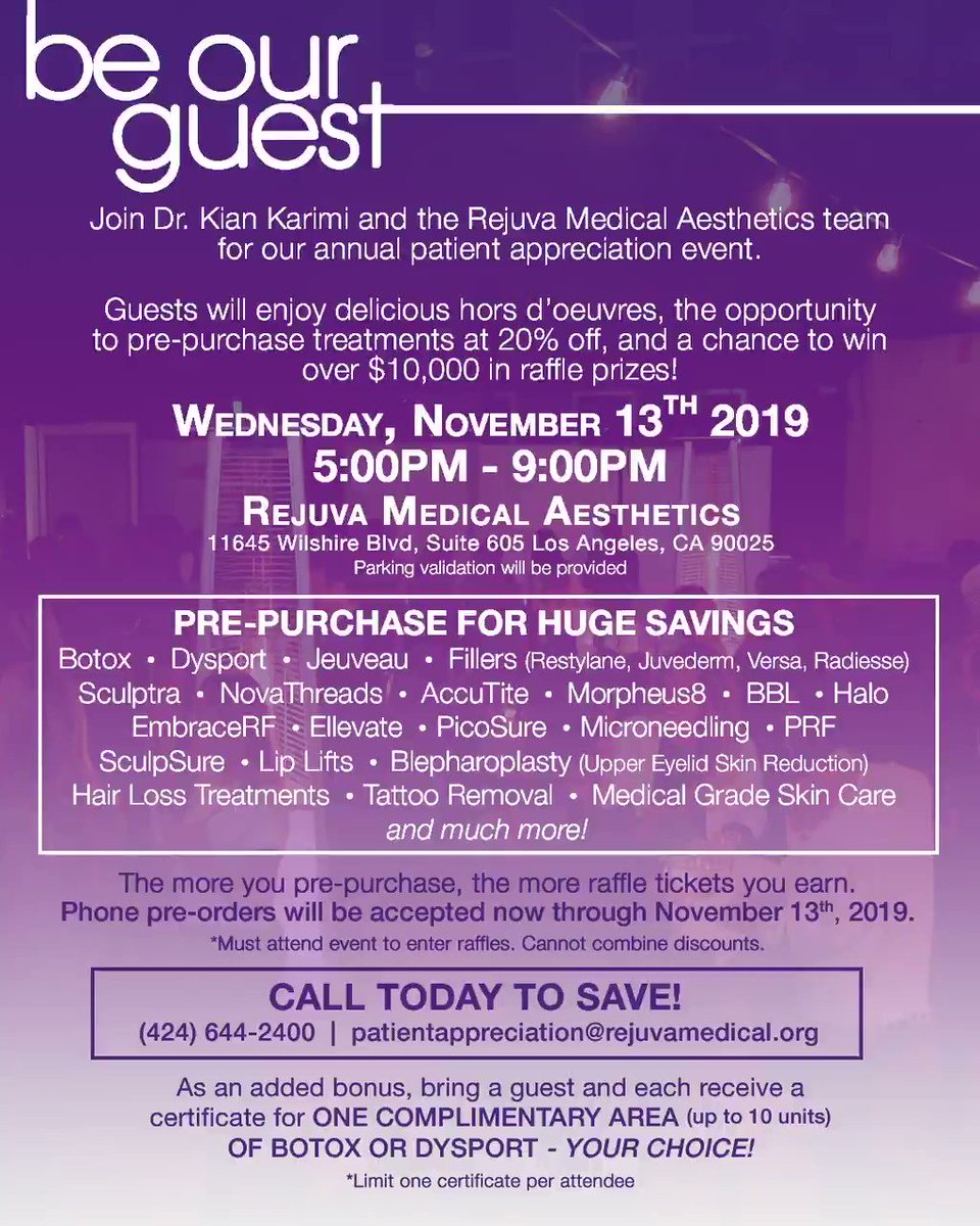 20% OFF Cosmetic Treatments Through 11/13!
#Botox #Dysport #Jeuveau #Restylane #Juvederm #Versa #Radiesse #Sculptra #NovaThreads #AccuTite #Morpheus8 #BBL #Halo #EmbraceRF #PicoSure #Microneedling #SculpSure #LipLift #Blepharoplasty #HairLossTreatments #TattooRemoval #SkinCare