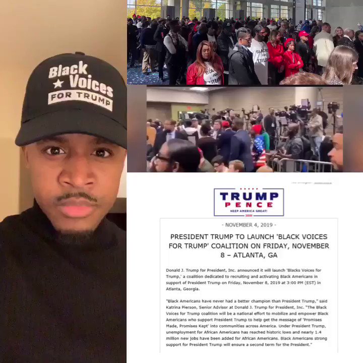BLACK VOICES FOR TRUMP
Today was the Launch of #BlackVoicesforTrump Coalition!
MY BLACK VOICE WILL NOT BE SILENCED! I will proudly speak about the great things President @realDonaldTrump is doing for the black community
LETS KEEP THIS TRENDING
RT or use #BlackVoicesforTrump