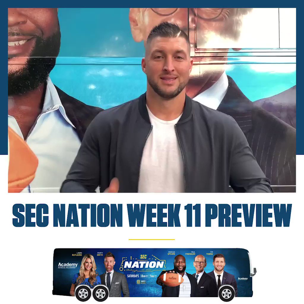 SEC Network (@SECNetwork) on Twitter photo 2019-11-09 01:15:31 Two Heisman hopefuls. Two National Championship contenders. It doesn’t get much bigger than No. 2 LSU vs. No. 3 Alabama. @TimTebow breaks it all down on the @Academy #SECNation Bus. Two Heisman hopefuls. Two National Championship contenders. It doesn’t get much bigger than No. 2 LSU vs. No. 3 Alabama. @TimTebow breaks it all down on the @Academy #SECNation Bus.