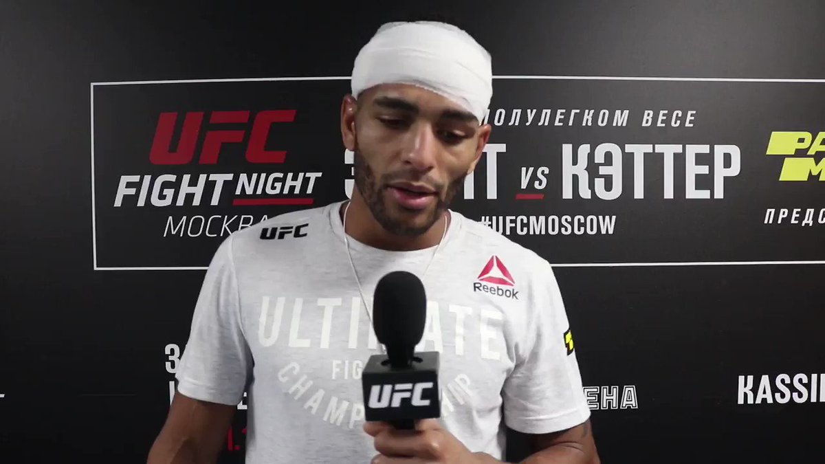 "This was up there with one of the best... Anyone who wants it, they can get it" - @DanHotChocolate is feeling it after his electric KO at #UFCMoscow