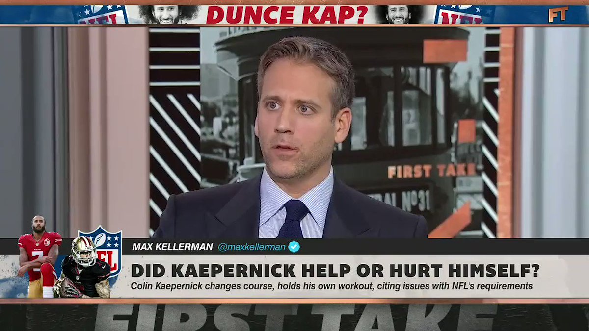 RT @FirstTake: .@maxkellerman wants to take a moment to address Stephen A.'s comments on Colin Kaepernick. https://t.co/hzol77W8HH