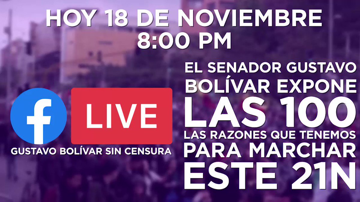 No hay una, ni diez, ni veinte, ni ochenta. Son 1 0 0 #RazonesParaMarcharHoy 8:00 PMExplicaré el menú inmenso de razones que tenemos para marchar este jueves #21N Favor compartir. Los espero.