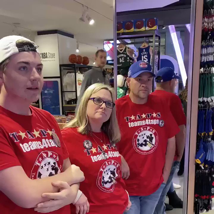 The NBA and @TAPSorg invited the Hann family to the @NBASTORE for a surprise visit from @CodyZeller in celebration of @nbacares Hoops For Troops Week!