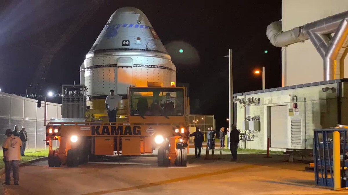 This is our first small step as #Starliner rolls out of the factory to get ready for transport to @ulalaunch, where it will be mated to the #AtlasV rocket for the journey 240 miles above Earth to @Space_Station.