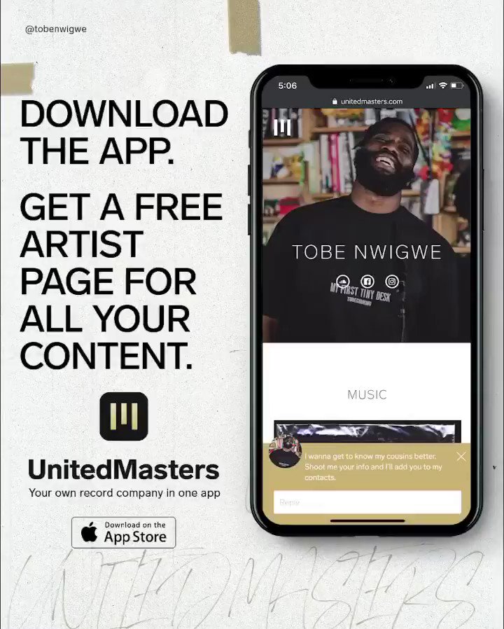 The only “link in bio” you need.
Download the UnitedMasters app and share your music with the world: https://untd.io/t/uaexij