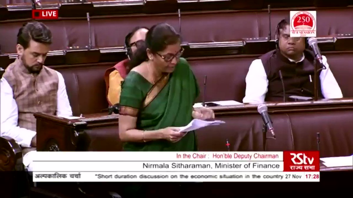 All India Radio News (@airnewsalerts) on Twitter photo 2019-11-27 15:24:38 “Domestic supply: ▪️Food grain production during UPA-2 was 265 MT & at end of 2014-19 it is 285 MT. ▪️Services Real GVA Growth :7.4 at end 2009-2014, it increased to 8.4 at 2019 ▪️Manufacturing Real GVA Growth:5.3 at 2009-14,8.4% for 2014-19” FM @nsitharaman in Rajya Sabha “Domestic supply: ▪️Food grain production during UPA-2 was 265 MT & at end of 2014-19 it is 285 MT. ▪️Services Real GVA Growth :7.4 at end 2009-2014, it increased to 8.4 at 2019 ▪️Manufacturing Real GVA Growth:5.3 at 2009-14,8.4% for 2014-19” FM @nsitharaman in Rajya Sabha