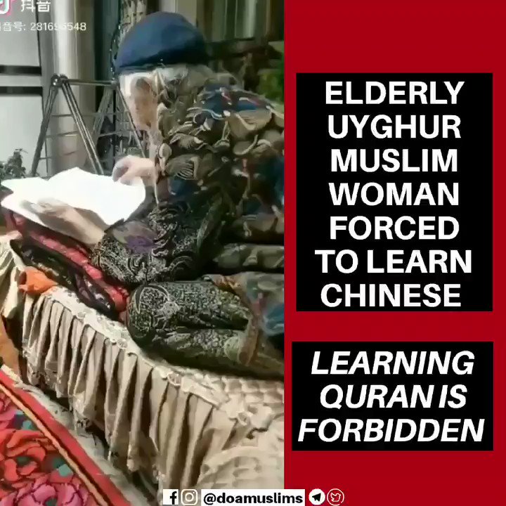 Elderly #Uyghur Muslim woman forced to learn Chinese...Uyghur Language is Banned#Arabic is BannedReading the #Quran is Banned#Uyghurs #EastTurkestan #Xinjiang #China