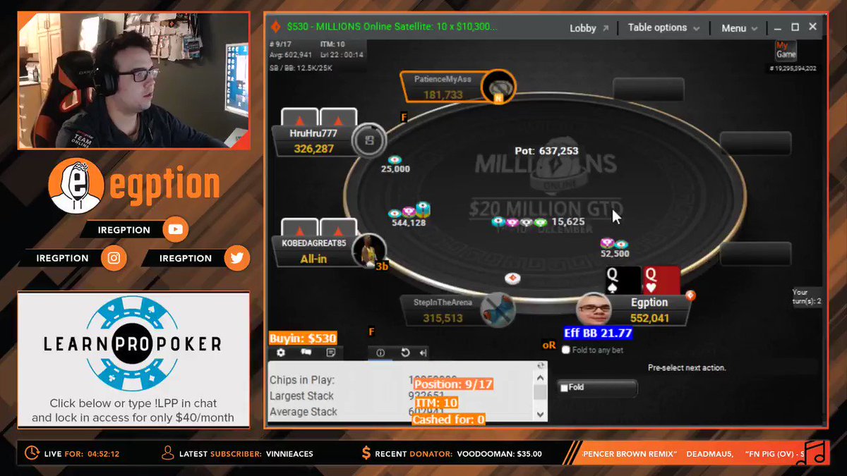 Couldn't let @MattStaplesPKR and @TJDarroch have all the fun with these $10,300 MILLIONS Online Sattys. How about a 70/30 for a 99.9% guaranteed seat? @partypoker @PPTeamOnline
🤠