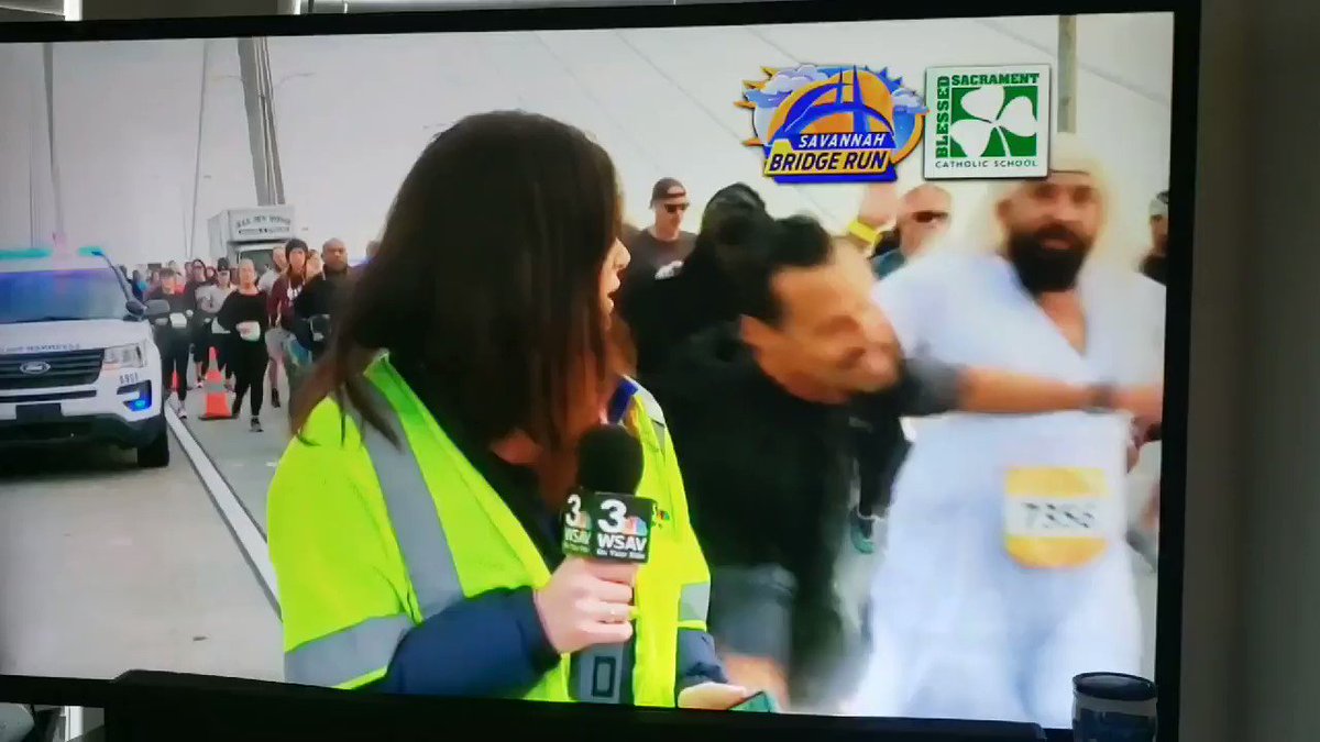 Check out this jerk smacking a @WSAV reporter's ass live on air. And sorry, that's my kiddo making horribly timed weird noises in the background.