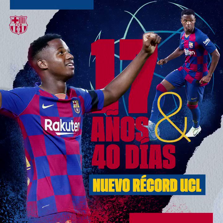 🔝👏@ANSUFATI se convierte en el goleador más joven de la historia de la @LigadeCampeones #InterBarça