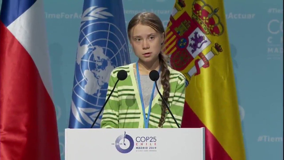 “Well I am telling you there is hope. I have seen it.
But it does not come from governments or corporations.
It comes from the people.”
Here’s a small part from my speech today at the #cop25 in Madrid.