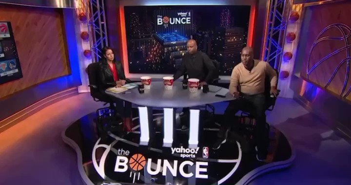When itโs 1am and youโre ready to go home but @Dloading hits a buzzer beater to send the @warriors @nyknicks into overtime ๐คฃ๐คฃ๐คฃ #TheBounce @StephanieReady @QRich @GaryPayton_20 @YahooSportsNBA
