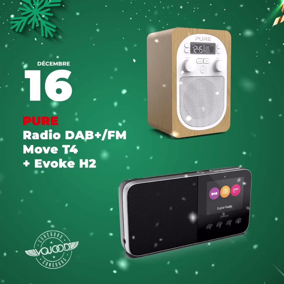 🎅🏼 16 Décembre 🎁
Participe et GAGNE ton pack Radio @PureAudioWorld Move T4 + Evoke H2 🎉
Rendez-vous sur http://www.vojoodmedia.com
#calendrierdelavent #adventcalendar #raffle #concours #calendrierdelavent2019 #adventcalendar2019 #giveaway #lausanne #radio #DAB #pure