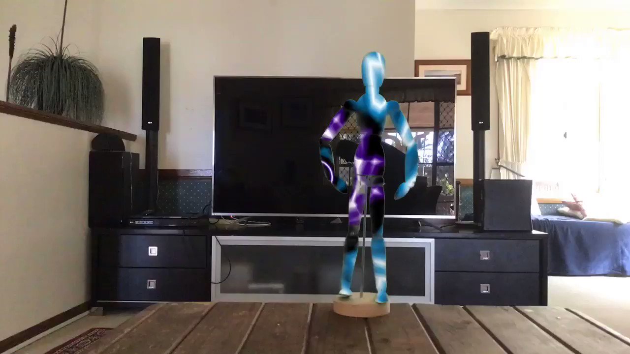 Have an old wood mannequin at home? Those ones from $2 shops and arts shops??. 1. Paint it green. 2. Use Stop Motion App with different actions. 3. Export video 4. Add to iMovie with different backgrounds 5. Use iMovie green screen. @AppleEDU #greenscreen #everyonecancreate https://t.co/flhHw6r2xc